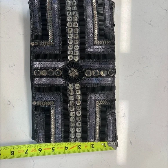 BCBGeneration Textured Beaded Black Clutch Y2K 2000s - Picture 8 of 8